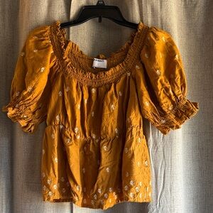 Old Navy Women's Mustard Smocked Blouse